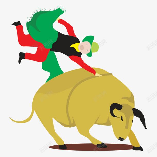 卡通斗牛节png免抠素材_新图网 https://ixintu.com 公牛 动物 摔倒 斗牛 斗牛场 比赛 活动 男士 表演 西班牙 野性