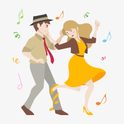 双人舞手绘跳舞的人物插画高清图片