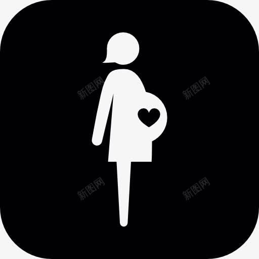 孕妇心脏在她的肚子图标png_新图网 https://ixintu.com 人 圆角方形 女人 女人的心 怀孕 站立 腹部 黑与白