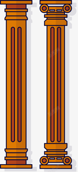 古代罗马柱线条凹槽罗马柱矢量图高清图片