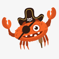 海盗人装扮卡通海盗装扮的螃蟹矢量图高清图片