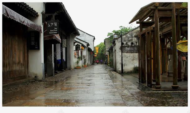 雨中老街雨巷png免抠素材_新图网 https://ixintu.com 小巷 建筑 江南雨巷 老街 街道 雨巷