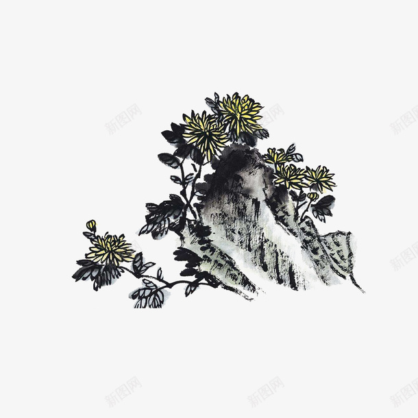 水墨菊花png免抠素材_新图网 https://ixintu.com 国画 国画菊花 水墨丹青 水墨画 水墨菊花 菊花