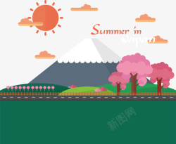 艳阳高照夏天的美丽日本矢量图高清图片