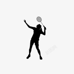 体育运动插画打羽毛球的女人剪影高清图片