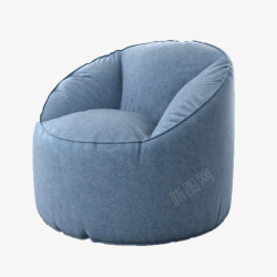 单人沙发蓝色素材