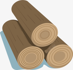 原始木材堆叠的三根咖啡色木材矢量图高清图片