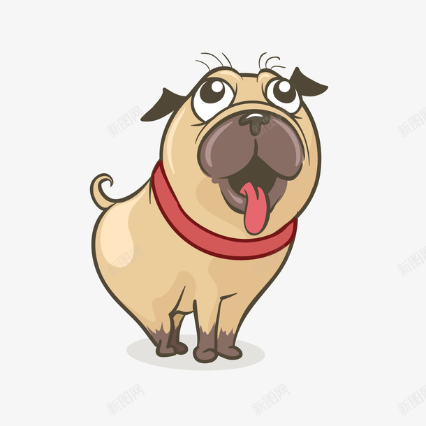 卡通巴哥犬png免抠素材_新图网 https://ixintu.com 卡通小狗 可爱小狗 宠物狗 巴哥 背景装饰