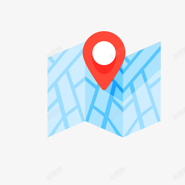 蓝色折痕地图和红色标记矢量图图标ai_新图网 https://ixintu.com 地图 折痕 红色 红色标记 蓝色 蓝色地图 矢量图