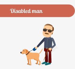 卡通盲人牵着狗的盲人高清图片