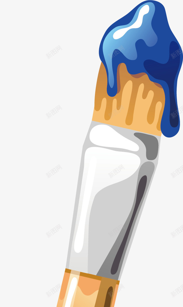 蓝色毛笔png免抠素材_新图网 https://ixintu.com 卡通 彩色颜料 油彩颜料 画笔 颜料 颜料喷溅 颜料桶