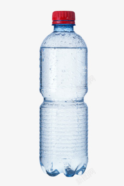 透明解渴红色瓶盖带水珠的塑料瓶素材