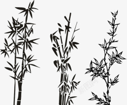 细小枝叶竹子简约竹林墨色图标高清图片
