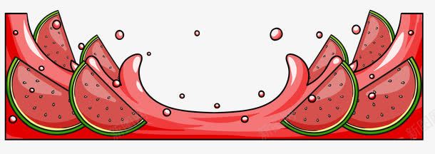 西瓜背景边框png免抠素材_新图网 https://ixintu.com 卡通边框 西瓜汁