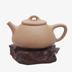 紫砂壶与两杯茶紫砂壶宜兴手工段泥茶壶石瓢茶高清图片