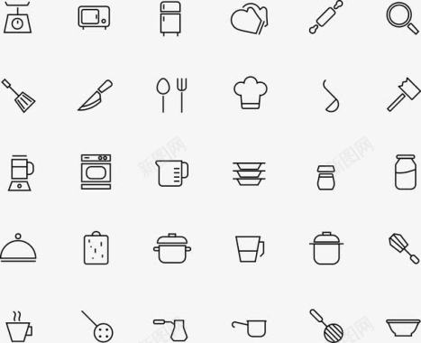 厨房烹饪线型标icon图标图标