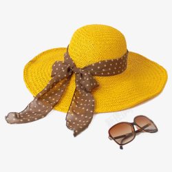 黄色帽子太阳镜素材