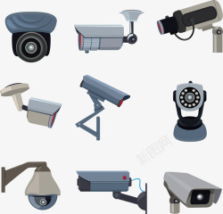 监控监视器各种各样的监控设备矢量图高清图片
