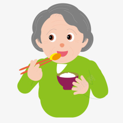 老奶奶吃饭饮食素材