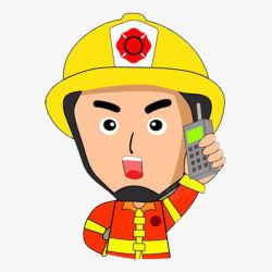 消防帽矢量消防员通电话卡通人物高清图片