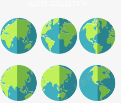 立体地球大陆海洋6款扁平化地球矢量图高清图片