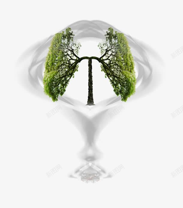 肺部与绿植png免抠素材_新图网 https://ixintu.com 卡通 手绘 植树节 绿树肺形 肺部创意