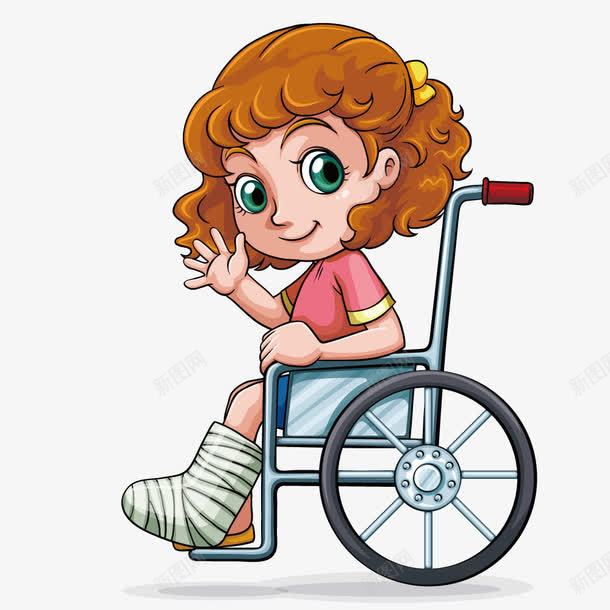 受伤女孩png免抠素材_新图网 https://ixintu.com 人物 动漫人物 坐着 轮椅 骨折