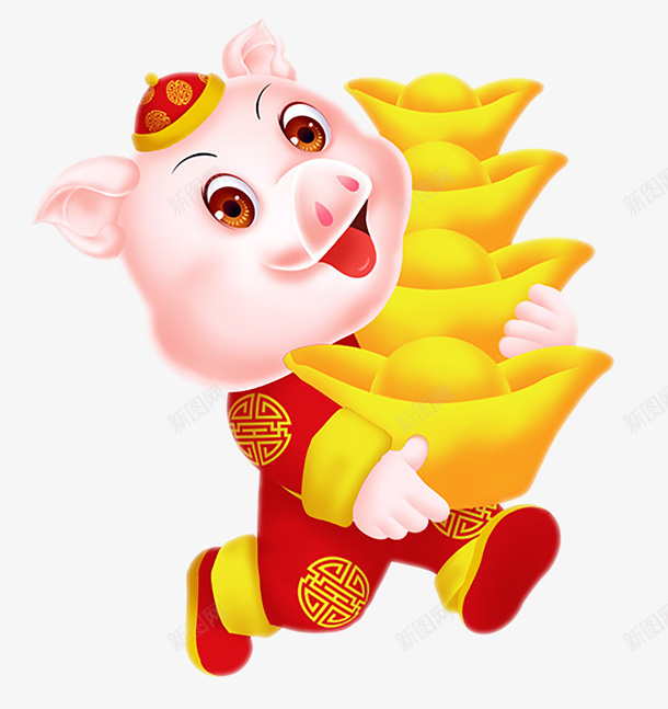 抱着金元宝的新年福猪卡通图png免抠素材_新图网 https://ixintu.com 免抠图 卡通 小猪 抱着金元宝的新年福猪 新年 新年猪 猪 福猪