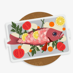 超级吃货节美味鱼料理矢量图高清图片