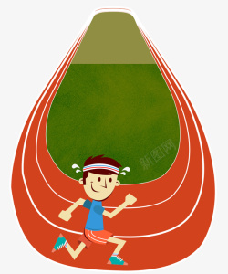 红色的小人图片卡通手绘红色跑道上奔跑的男高清图片