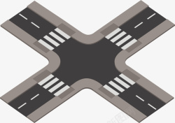 道路设计图卡通十字路口矢量图高清图片