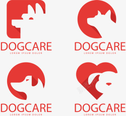 人类好朋友的表情4款红色宠物狗标志矢量图图标高清图片