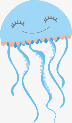 微笑水母蓝色卡通水母矢量图高清图片