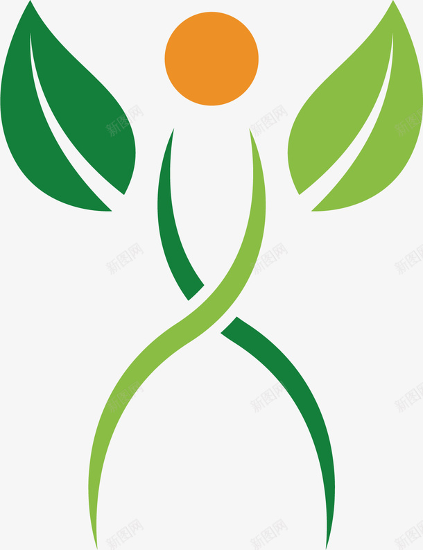 人形树叶图矢量图图标ai_新图网 https://ixintu.com 人形 叶子 图标 太阳 植物 环保 绿色 矢量图