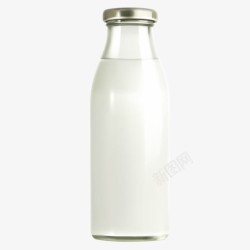 玻璃瓶装逼真的瓶装牛奶矢量图高清图片