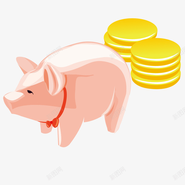 小猪存钱罐和硬币简图png免抠素材_新图网 https://ixintu.com 动物 可爱的 存钱罐 小猪 硬币 简图 零花钱
