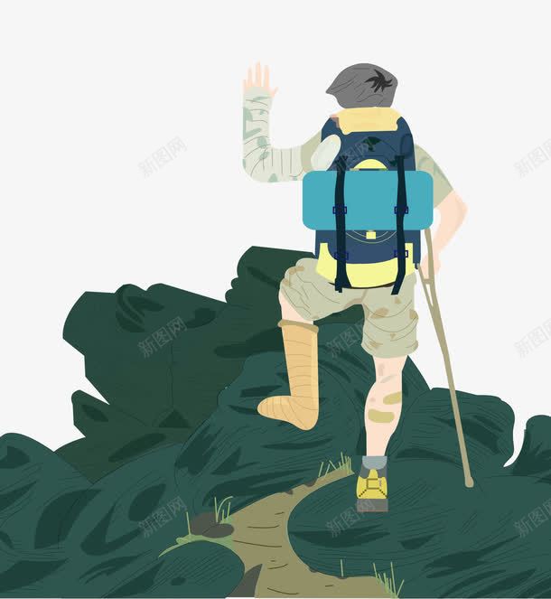 卡通爬山运动员png免抠素材_新图网 https://ixintu.com 健身 励志 户外旅行 攀岩 爬山 运动