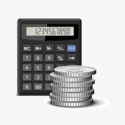 财务计算卡通计算器和金币矢量图高清图片