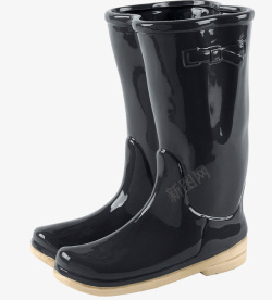一双黑色斩新的黑色雨靴素材