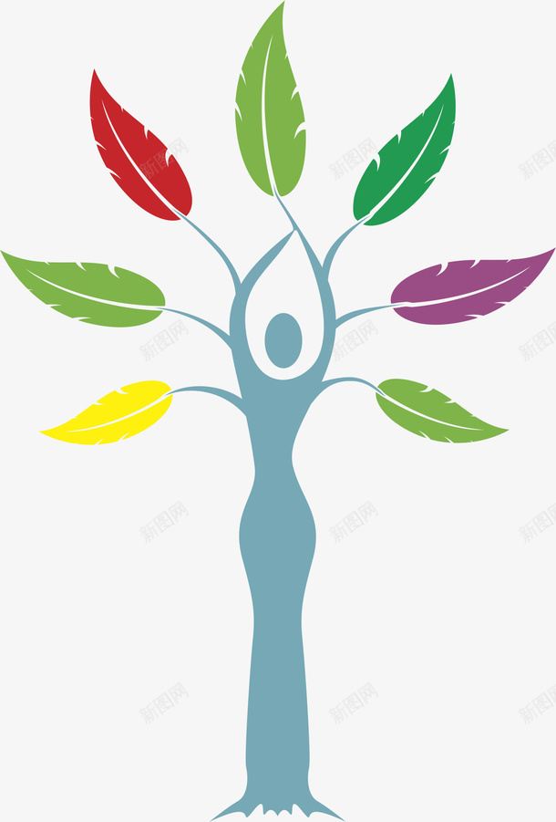彩色大树矢量图eps免抠素材_新图网 https://ixintu.com 人形 彩色 树型 树型图 树型图案 树型框 树型结构 矢量图