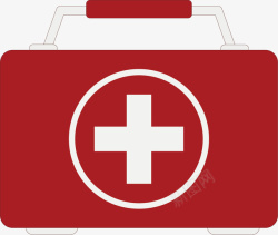 圆形十字标红色医疗箱矢量图高清图片