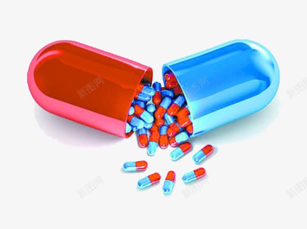 胶囊png免抠素材_新图网 https://ixintu.com 包装 抗生素 红色 药物 蓝色