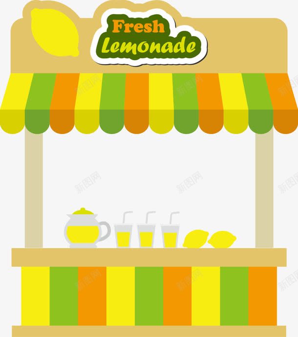 柠檬店铺png免抠素材_新图网 https://ixintu.com LEMON 柠檬店铺 矢量柠檬 雨棚 黄色遮雨棚
