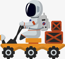 开拖拉机人物卡通创意开小推车宇航员人物插画高清图片