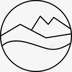 圆形形象山水画在画布图标高清图片