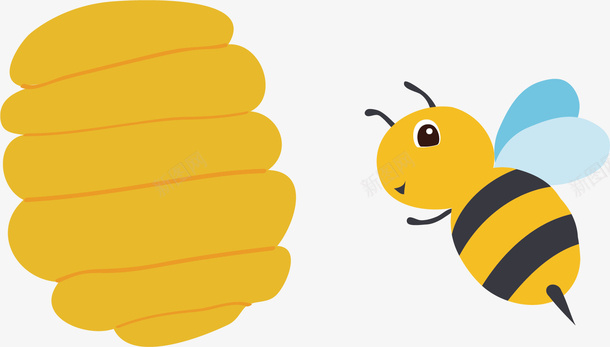 可爱的小蜜蜂png免抠素材_新图网 https://ixintu.com 卡通手绘 可爱 密封 水彩 蜂窝 蜜蜂窝 黄色