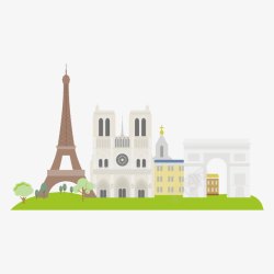 浪漫法国巴黎铁塔建筑旅游景点矢矢量图素材