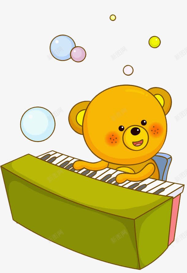 弹琴的小熊png免抠素材_新图网 https://ixintu.com 卡通 可爱的 小熊 弹钢琴 插图 气泡 音乐 高兴地