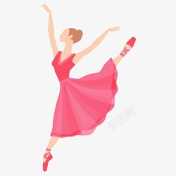红色手绘芭蕾舞裙素材