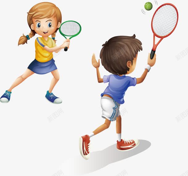 一起打网球png免抠素材_新图网 https://ixintu.com 兴趣班 打网球 暑假招生 网球培训班